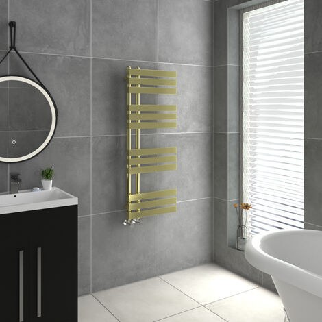 WarmeHaus D Shape Bathroom Radiator Warmer Brushed Brass 1200x450