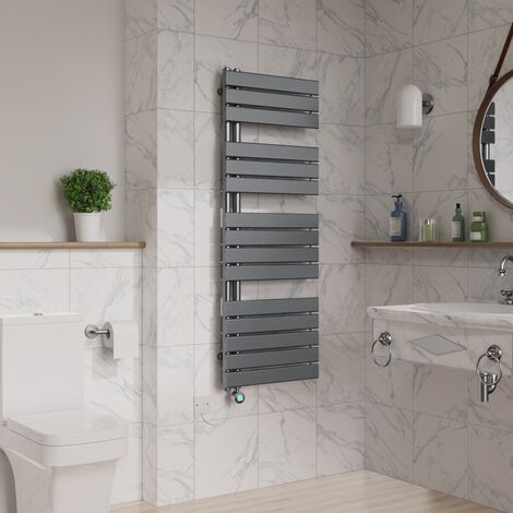 Electric Towel Rail Flat Thermostatic Gunmetal 1380x500mm