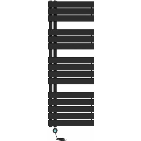 Electric Towel Rail Flat Thermostatic Black 1380x500mm