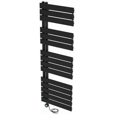 Electric Towel Rail Flat Thermostatic Black 1380x500mm