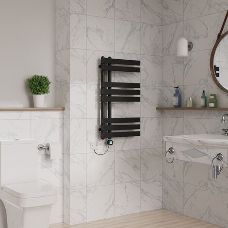Electric Thermostatic Towel Rail D Tube 800x450mm Black
