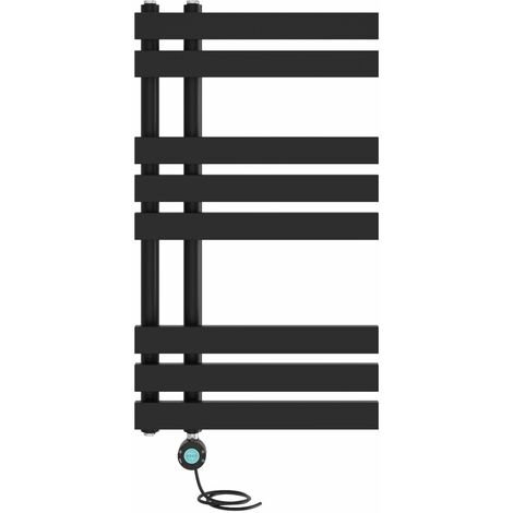 Electric Thermostatic Towel Rail D Tube 800x450mm Black