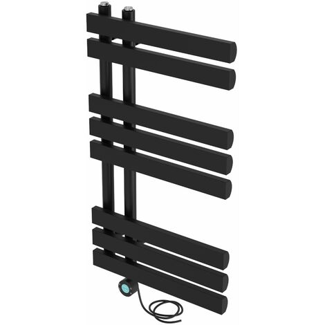 Electric Thermostatic Towel Rail D Tube 800x450mm Black