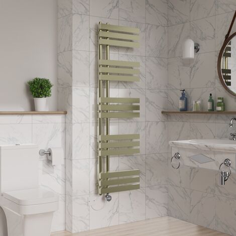 Touch Screen Electric D Tube Towel Rail 1600x450mm Brushed Brass (1/5)