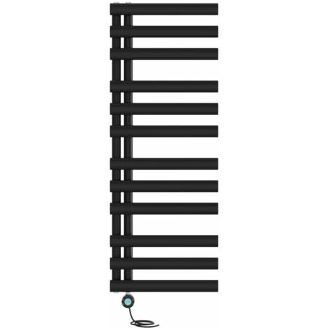 Oval Tube 1200x450 Electric Thermostatic Towel Rail Black