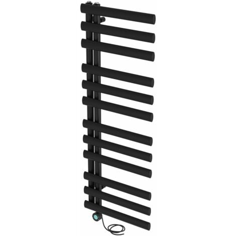 Oval Tube 1200x450 Electric Thermostatic Towel Rail Black