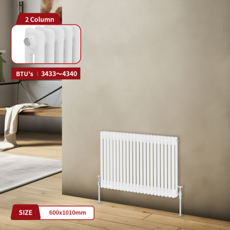 Warmehaus Traditional Radiator Double Column White 600 x 1010mm (1/5)