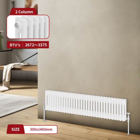 Warmehaus Traditional Radiator Double Column White 300 x 1460mm (1/5)