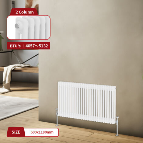 Warmehaus Traditional Radiator Double Column White 600 x 1190mm (1/5)