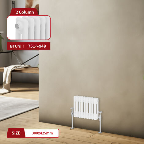 Warmehaus Traditional Radiator Double Column White 300 x 425mm (1/5)