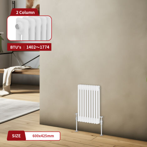 Warmehaus Traditional Radiator Double Column White 600 x 425mm (1/5)