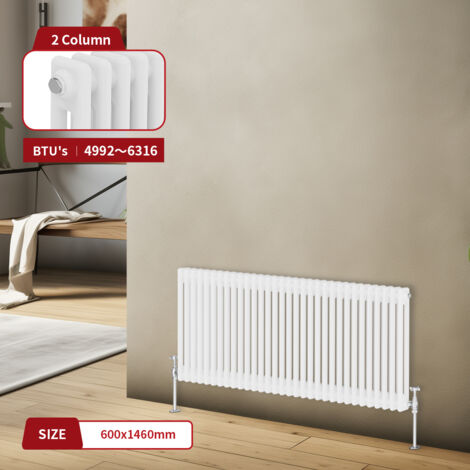 Warmehaus Traditional Radiator Double Column White 600 x 1460mm (1/5)