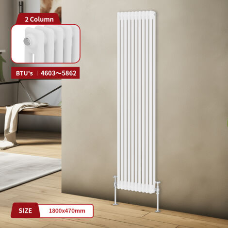 Warmehaus Traditional Radiator Double Column White 1800 x 470mm (1/5)