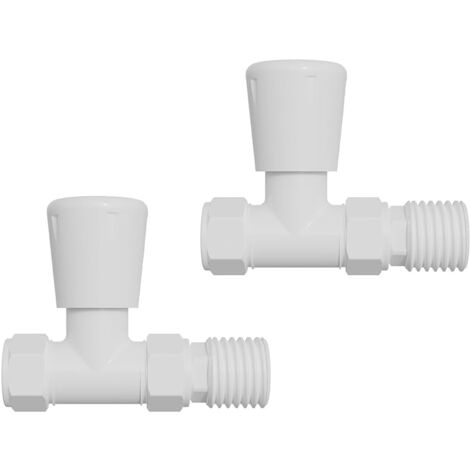 Warmehaus Radiator Valves Round 15mm White Straight
