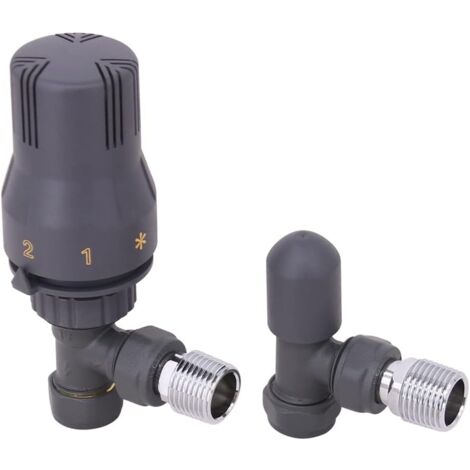 Warmehaus Anthracite Angled Thermostatic Radiator Valves 15mm