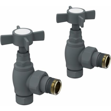 Warmehaus 15mm Traditional Angled Radiator Valves Pair Anthracite