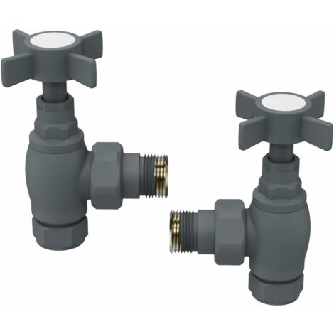 Warmehaus 15mm Traditional Angled Radiator Valves Pair Anthracite