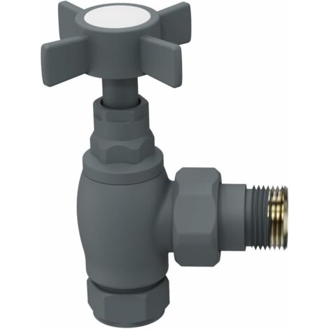 Warmehaus 15mm Traditional Angled Radiator Valves Pair Anthracite