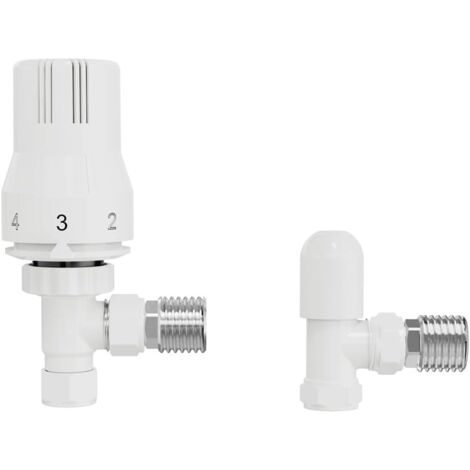 Warmehaus White Angled Thermostatic Radiator Valves 15mm