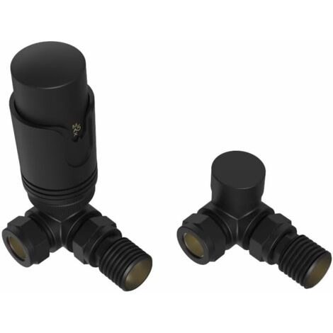 Warmehaus Corner Thermostatic Radiator Valve Pack Black TRV Set