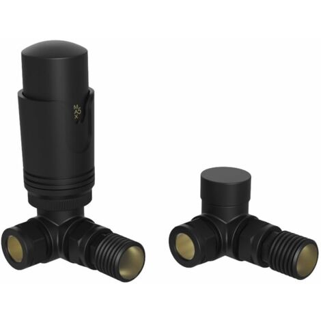 Warmehaus Corner Thermostatic Radiator Valve Pack Black TRV Set