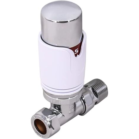 WarmeHaus Straight Thermostatic Radiator Valve x 1 Chrome/White (1/3)
