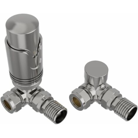 Warmehaus Corner Thermostatic Radiator Valve Pack Satin Nickel
