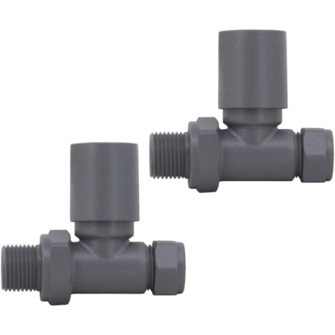 Warmehaus 15mm Twin Pack Straight Radiator Valves Anthracite