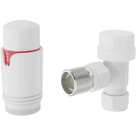 Warmehaus Angled 1 x 15mm Radiator Thermostatic Valve White
