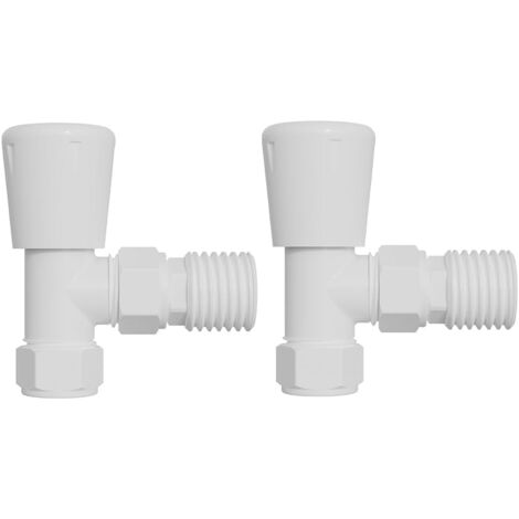 Warmehaus Towel Radiator Valves Round 15mm White Angled