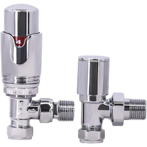 Warmehaus Thermostatic Radiator Valve 15mm TRV Angled Chrome