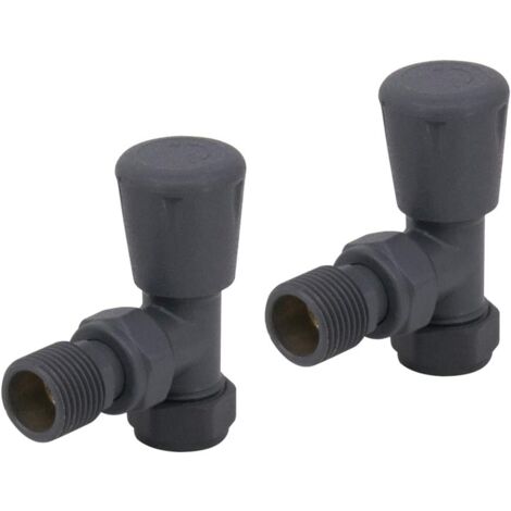 Warmehaus Radiator Valves Round 15mm Anthracite Angled
