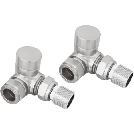 Warmehaus Corner Radiator Valves 15mm Twin Pack Satin Nickel
