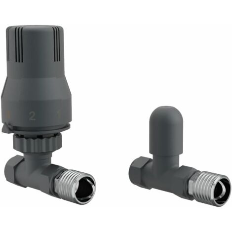 Warmehaus Anthracite Straight Thermostatic Radiator Valves 15mm