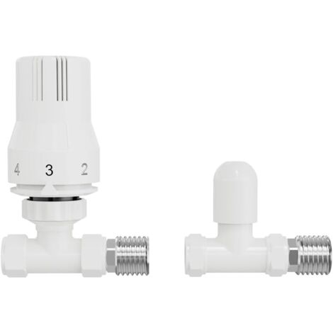Warmehaus White Straight Thermostatic Radiator Valves 15mm