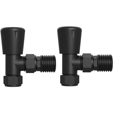 Warmehaus Towel Radiator Valves Round 15mm Black Angled