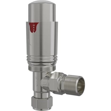 Warmehaus Angled 1x15mm Radiator Thermostatic Valve Satin Nickel (1/4)