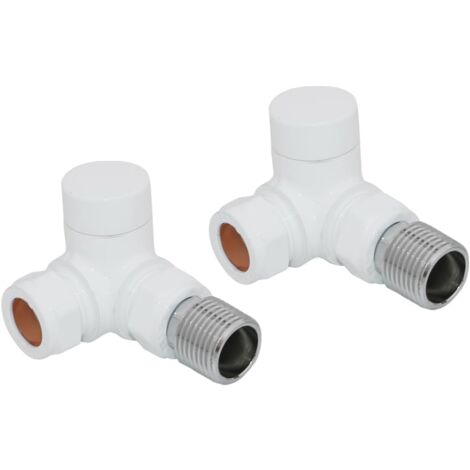 Warmehaus Corner Towel Radiator Valves 15mm Twin Pack White