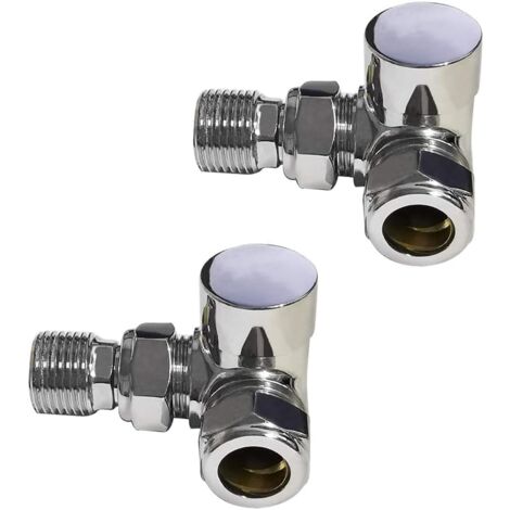 Warmehaus Corner Towel Radiator Valves 15mm Twin Pack Chrome