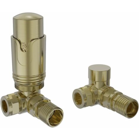 Warmehaus Corner Thermostatic Radiator Valve Pack Brushed Brass