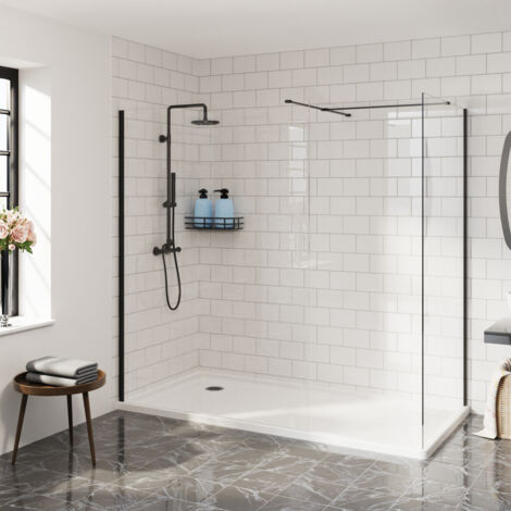 Aquariss Walk in 1200mm Front Panel+900mm Side Panel Black (1/5)