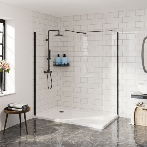 Aquariss Walk in 1100mm Front Panel+700mm Side Panel Black (1/5)