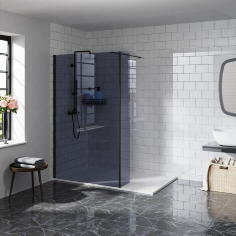 Aquariss 1000mm Grey Glass Screen Panel+300 Return Panel Black (1/5)