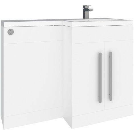 1100mm L Shape RH Vanity Unit White Painting BTW Toilet Unit (1/5)