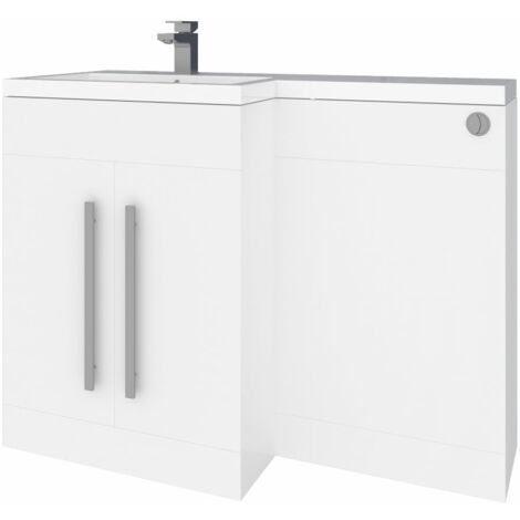 1100mm L Shape LH Vanity Unit White Painting BTW Toilet Unit (1/5)