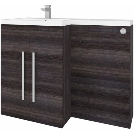 1100mm L Shape LH Combination Vanity Unit Grey & BTW Toilet Unit (1/5)