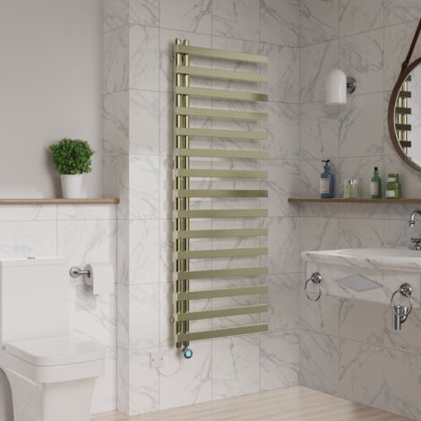 1600x600mm Electric Thermostatic Towel Rail Timer Brushed Brass (1/5)