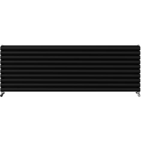 Warmehaus Horizontal Radiator Oval Double Panel Black 590x1800mm (1/5)