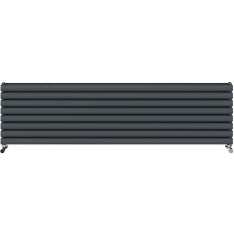 Warmehaus Horizontal Radiator Oval Double Anthracite 472x1800mm (1/5)