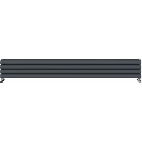 Warmehaus Horizontal Radiator Oval Double Anthracite 236x1800mm (1/5)